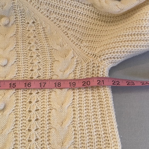 J Crew Sweater  Azra Natural Pom Pom Size L Crew Neck Lamb Wool - Picture 8 of 10